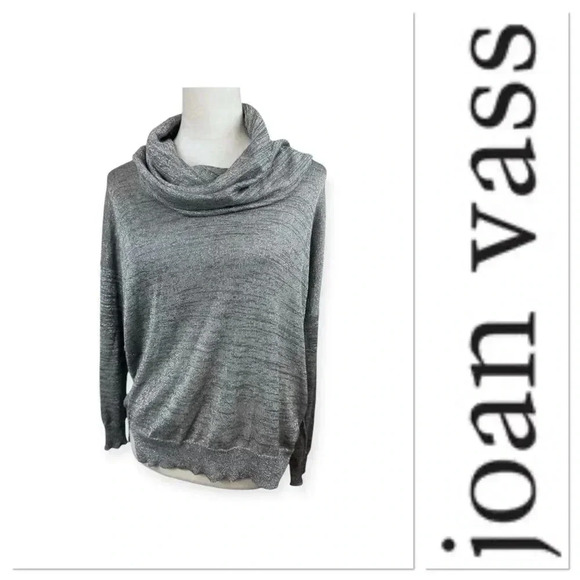 Joan Vass gray silver cowl neck Sweater size small - Picture 1 of 10